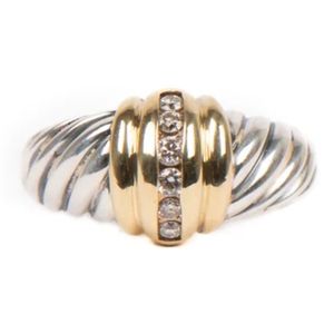 Authentic David Yurman Diamond Gold and Sterling Ring Size 6